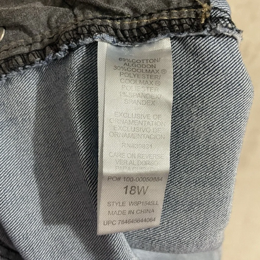 Democracy Jeans Womens Plus 18W Straight Leg‎ Blue Denim Distressed Medium Wash